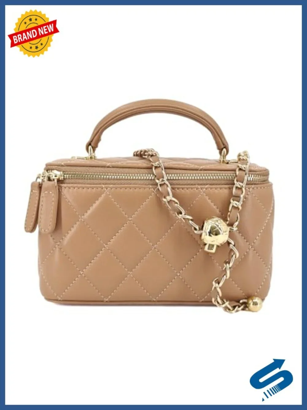Genuine Lambskin Leather Mini Crossbody Bag with Chain Strap
